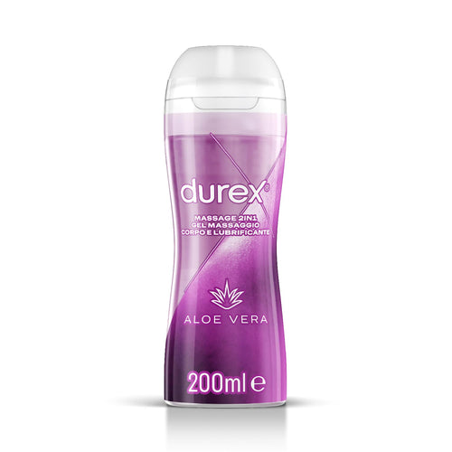Durex Massage 2 in 1 Aloe Vera, Lubrificante Sessuale Intimo, Adatto anche per Rapporti Intimi e Massaggi, Gel Lubrificante a Base d'Acqua, Formato Convenienza, 200 ml