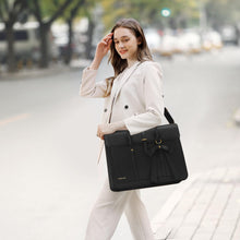 Carica l'immagine nel visualizzatore di Gallery, MOSISO Borsa Porta PC Donna,15-15,6 Pollici Laptop in Pelle PU Borsa a Tracolla Convertibile,16 Pollici Borse Messenger Casual Lavoro Viaggio Computer Custodia con Nodo a Fiocco,Nero