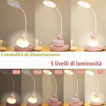 Carica l'immagine nel visualizzatore di Gallery, Lampada da Scrivania Bambina, Led Lampada da Tavolo 5 Luminosità 3 Modalità, Lampada Lettura Bambini Ricaricabile, Luce 