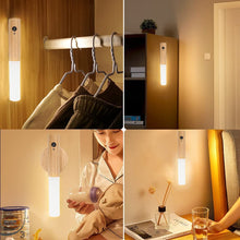 Carica l'immagine nel visualizzatore di Gallery, Luci notturne con sensore di movimento, sensore magnetico per corridoio, applique da parete in legno, luce LED portatile