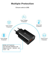 Carica l'immagine nel visualizzatore di Gallery, 4 Pezzi Caricatore USB Quick Charge 3.0 18W, Carica Batterie Cellulare, Universale Caricabatterie Alimentatore Spina USB