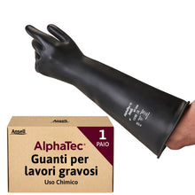 Carica l'immagine nel visualizzatore di Gallery, Ansell AlphaTec 87-104 Guanti di Protezione Chimica in Lattice, Polsino Lungo (43 cm), Elevata Resistenza alle Sostanze 