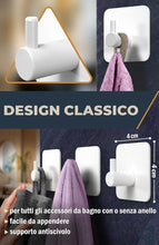 Carica l'immagine nel visualizzatore di Gallery, Menz Portasciugamani senza fori, set da 4 – Porta asciugamani da bagno bianco antiruggine, gancio adesivo in acciaio ino