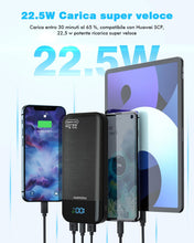 Carica l'immagine nel visualizzatore di Gallery, Power Bank 27.000mAh 22.5W PD3.0 QC4.0 Ricarica Rapida Batteria Esterna 3A USB C Caricatore Portatile con LCD Display Digitale 3 Uscite e 2 Ingressi per Smartphone and more