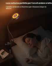 Carica l'immagine nel visualizzatore di Gallery, Glocusent Lampada da Lettura 72 LED, Luce da Lettura-3 Colore e 5 Luminosità, USB Lampada con Pinza con luce notturna am