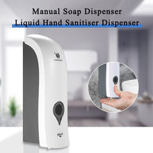 Carica l'immagine nel visualizzatore di Gallery, 300ml Dispenser di Sapone, Dispenser per Shampoo e Bagnoschiuma da Parete, Dispenser per Sapone Liquido, Senza Foratura, Manuale Sapone Dispenser, Dispenser Sapone a Parete (Bianco)