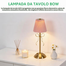Carica l'immagine nel visualizzatore di Gallery, Lampada da Tavolo a LED,Piccola Lampada da Tavolo con Fiocco Dorato,Lampada da Scrivania a LED Ricaricabile,Lampada da T