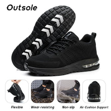 Carica l'immagine nel visualizzatore di Gallery, Scarpe Antinfortunistiche Uomo Donna Leggere e Comode Scarpe da Lavoro con Punta in Acciaio Sportive Scarpe da Cantiere Antiscivolo Traspiranti 01 Nero Assoluto EU 43