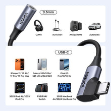 Carica l'immagine nel visualizzatore di Gallery, UGREEN Adattatore da USB-C a Jack Audio 3,5 mm Angolato a 90 Gradi