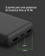 Carica l'immagine nel visualizzatore di Gallery, Belkin BoostCharge Power Bank 20000mAh con Porte USB-C e USB-A - Nero