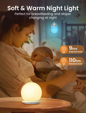 Carica l'immagine nel visualizzatore di Gallery, KOOFIT Luce Notturna Bambini, Lampada Notturna per Bambini con 8 Colori RGB e Timer, USB Ricaricabile Lampada da Comodin
