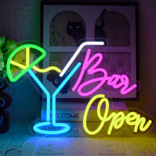 Carica l'immagine nel visualizzatore di Gallery, Bar Open Insegna al Neon Luci al Neon Cocktail LED aperto segno al neon Con pulsante e interruttore dimmerabili Adatto p