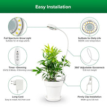 Carica l'immagine nel visualizzatore di Gallery, SANSI Lampada per Coltivazione da Interno, Spettro Completo con Clip per Piante, Lampada LED per Coltivazione con 4 Lumi