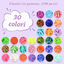 Carica l'immagine nel visualizzatore di Gallery, Set da 2500+ elastici per braccialetto, scatola con 40 scomparti, kit DIY con perline, ciondoli, uncinetti – kit braccia