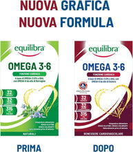 Carica l'immagine nel visualizzatore di Gallery, Equilibra Omega 3 6, Integratore Olio di Pesce con EPA e DHA per la Normale Funzione Cardiaca, Cerebrale e Visiva, con O