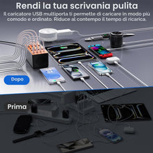 Carica l'immagine nel visualizzatore di Gallery, Caricabatterie USB Multiplo da 20 Porte, Stazione di Ricarica Intelligente da Scrivania con Ricarica Rapida e Design Com