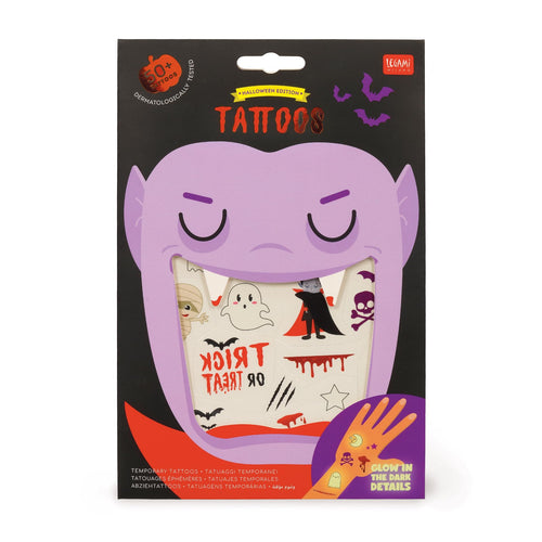 Legami - Tatuaggi Temporanei per Bambini, Tema Halloween, Lavabili, Resistenti a Sudore e Acqua, Brillano al buio, Facili da Applicare, Dermatologicamente Testati