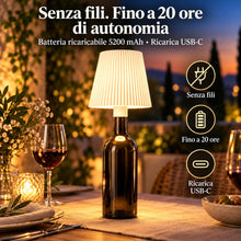 Carica l'immagine nel visualizzatore di Gallery, Lampada per Bottiglia LED Senza Fili Ricaricabile, Paralume per Bottiglia con 2 Adattatori Universali, Lampada Tappo Bot