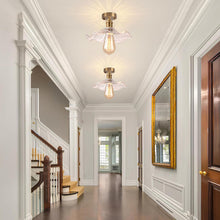 Carica l'immagine nel visualizzatore di Gallery, Lampada da Soffitto in Vetro, Vintage Creatività Fiore Plafoniera, E27 Illuminazione a Soffitto, Lampadario a Sospension