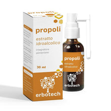 Carica l'immagine nel visualizzatore di Gallery, ERBOTECH Propoli Spray 30 ml, Tintura Madre, estratto puro al 100%, rimedio naturale per mal di gola e tosse, contribuis