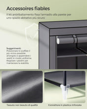 Carica l'immagine nel visualizzatore di Gallery, SONGMICS Armadio in Tessuto, Guardaroba Pieghevole, 150 x 45 x 175 cm