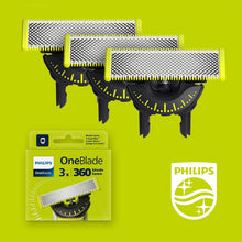 Carica l'immagine nel visualizzatore di Gallery, Philips OneBlade QP430/60 - Testine originali a 360 lame, compatibili con tutti i rasoi e tagliabordi elettrici OneBlade e Pro, originali Philips, 3 lame singole, fornitura per 12 mesi