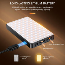 Carica l'immagine nel visualizzatore di Gallery, Telefono Luce Selfie, Luce per Foto Portatile Dimmerabile 2500-9000K CRI 95+ 3000mAh Batteria 120 LED con Treppiede e Cl