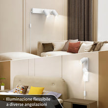 Carica l'immagine nel visualizzatore di Gallery, Applique da Parete con Spina e Cavo 2 Luci GU10 Interno, Bianco