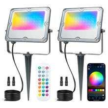 Carica l'immagine nel visualizzatore di Gallery, 2 Pezzi 24V Faretto LED da Esterno RGB con Picchetto, 30W, IP66
