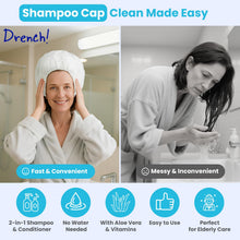 Carica l'immagine nel visualizzatore di Gallery, Drench! Medical Cuffia Shampoo Senza Acqua - 6 Unità - Shampoo Secco e Balsamo senza Risciacquo - Facile da Usare per An