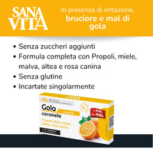 Carica l'immagine nel visualizzatore di Gallery, Sanavita Gola Arancia Confezione da 24 caramelle Incartate singolarmente