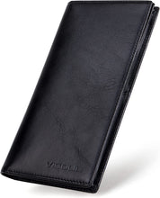 Carica l'immagine nel visualizzatore di Gallery, VISOUL Portafoglio Lungo in Vera Pelle da Uomo con Blocco RFID, Portafogli Verticale da Uomo Portafoglio Slim Bifold con 3 Scomparti Banconote e 12 Slot per Carte credito (Nero)