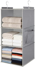 Carica l'immagine nel visualizzatore di Gallery, Cozary Organizer da Appendere con 3 Scomparti, con 2 Ganci Robusti, Appendi Borse da Armadio, Organizer Armadio da Appendere, Pieghevole e Salvaspazio, per Camera da Letto, Grigio