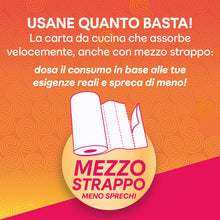 Carica l'immagine nel visualizzatore di Gallery, Scottex Quanto Basta, Carta Da Cucina, Opzione Mezzo Strappo, 3 Maxi Rotoli