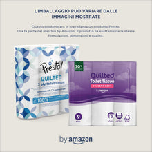 Carica l&#39;immagine nel visualizzatore di Gallery, by Amazon Carta Igienica, 3 Veli Trapuntata, Morbida e Setosa, 36 Rotoli (4 Confezioni da 9), 200 Fogli per Rotolo, Certificata FSC