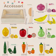 Carica l'immagine nel visualizzatore di Gallery, HERSITY Frutta e Verdura Giocattolo Legno Set di Cibo, Gioco Cucina Bambina