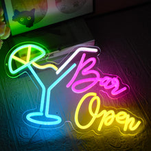Carica l'immagine nel visualizzatore di Gallery, Bar Open Insegna al Neon Luci al Neon Cocktail LED aperto segno al neon Con pulsante e interruttore dimmerabili Adatto p