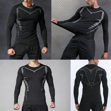 Carica l&#39;immagine nel visualizzatore di Gallery, Smatstyle Maglietta Compressione Uomo Traspirante da Asciugatura Rapida Maglia Termica Manica Lunga per Allenamento Palestra Corsa (IT, Testo, L, Regular, Regular, Nero)