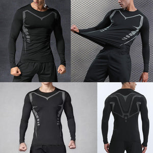 Smatstyle Maglietta Compressione Uomo Traspirante da Asciugatura Rapida Maglia Termica Manica Lunga per Allenamento Palestra Corsa (IT, Testo, L, Regular, Regular, Nero)
