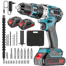 Carica l'immagine nel visualizzatore di Gallery, Avvitatore elettrico Brushless Trapano Avvitatore Batteria 21V, Trapano Avvitatore a Percussione con 2×2,0Ah Batteries, Trapano Percussione Batteria, 20+3 Coppia, Luce a LED, 0-3000RPM, 80N.m Max