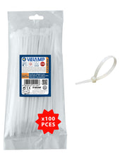 Carica l'immagine nel visualizzatore di Gallery, Velamp Fascette stringicavo - Colore bianco - 2,5 x 200mm - Confezione 100pz - Ideali per cablaggi elettrici