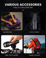 Carica l'immagine nel visualizzatore di Gallery, Maxesla Torcia LED Potente Professionale, 2000 Lumen Torcia LED Potente, Torce LED Alta Potenza con 18650 Ricaricabile Batteria 5 Modes, Zoomable, IP65 Impermeabile, nero