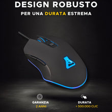 Carica l&#39;immagine nel visualizzatore di Gallery, THE G-LAB Kult Helium USB Wired Gaming Mouse - Sensore ottico da 800 a 3200 DPI, retroilluminazione LED a 7 colori
