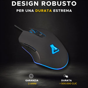 THE G-LAB Kult Helium USB Wired Gaming Mouse - Sensore ottico da 800 a 3200 DPI, retroilluminazione LED a 7 colori