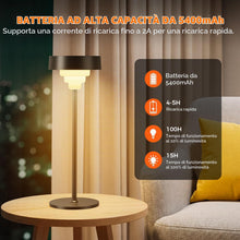 Carica l'immagine nel visualizzatore di Gallery, Lampada LED da Tavolo Senza Fili Lampade da Tavolo Batteria Ricaricabile con USB-C, Lampada Tavolo Dimmerabili per Salot