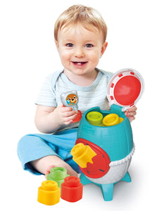 Clementoni - 17806 - Soft Clemmy - Touch, Explore And Play Sensory Rocket, Razzo con Mattoncini Morbidi e Personaggio, Set Costruzioni Prima Infanzia Multilingua per Bambini 6 Mesi, Made in Italy