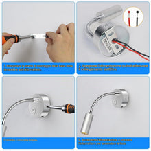 Carica l'immagine nel visualizzatore di Gallery, ERWEY 2 pezzi LED 12V Camper Lampade da Lettura Lampada da Parete camper a collo d'oca flessibile con USB, 3W 3000K DC 1