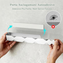 Carica l'immagine nel visualizzatore di Gallery, Alyvisun Porta Salviette da Bagno, Portasciugamani Adesivo Monoblocco con Ganci, Porta Asciugamani in Acciaio Inossidabile 304 per Bagno, Cucina e Doccia