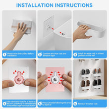 Carica l'immagine nel visualizzatore di Gallery, Scarpiera da parete con strisce adesive per appendere, organizer per scarpe in plastica, porta scarpe da porta (SM03-bianco-4)