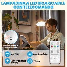 Carica l'immagine nel visualizzatore di Gallery, Lampadine LED Ricaricabili con Telecomando, E27 3 Temperature di Colore Dimmerabile Lampadine Ricaricabili Senza Filo co